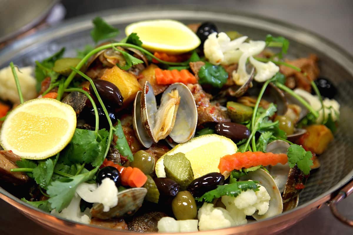 Pork and pippies (carne de porco a alentejana)