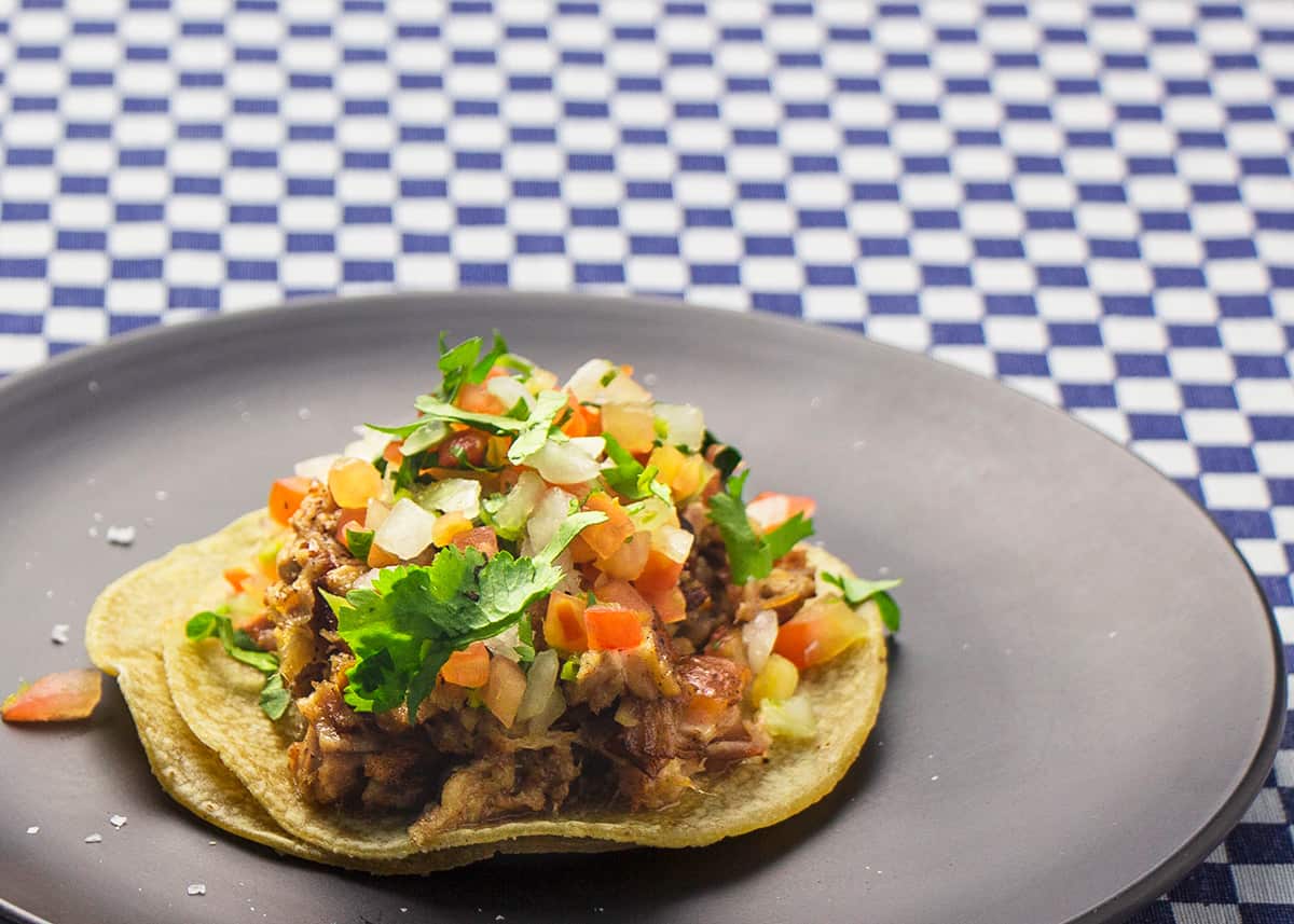Pork carnitas at La Tortilleria