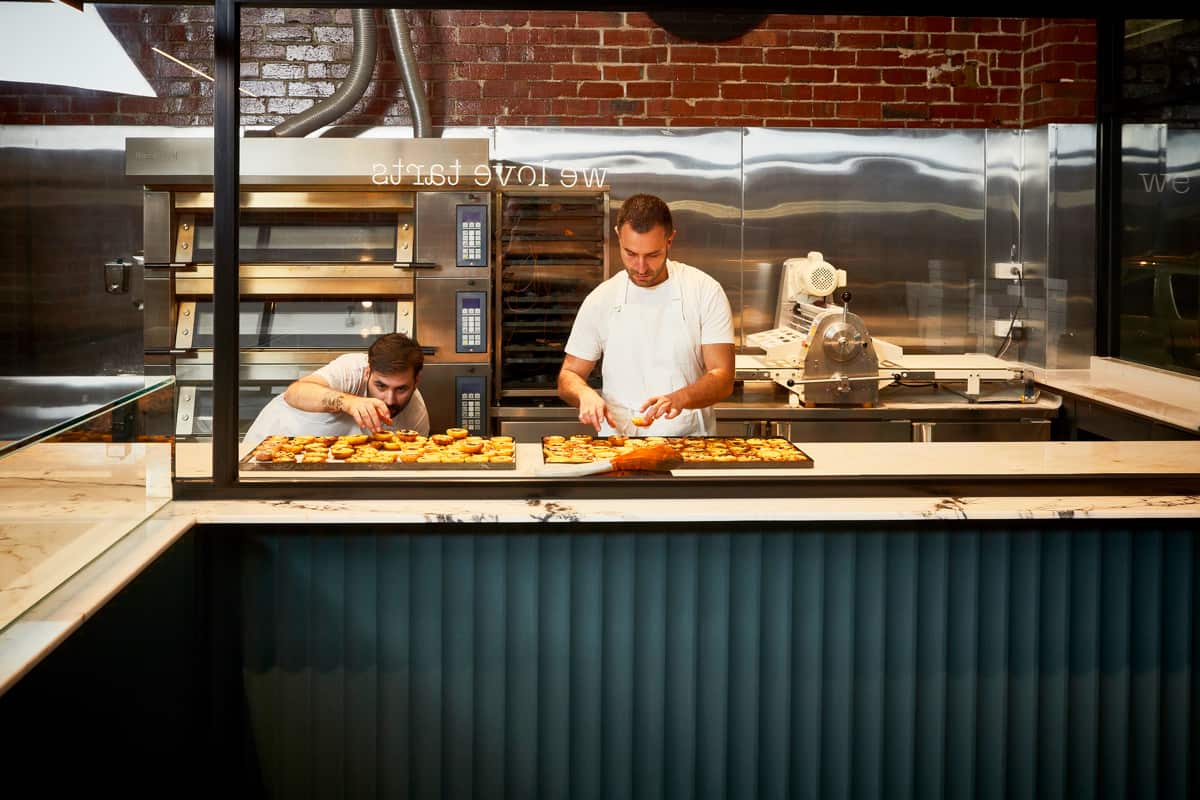 Casa Nata's team at work, prepping tarts.