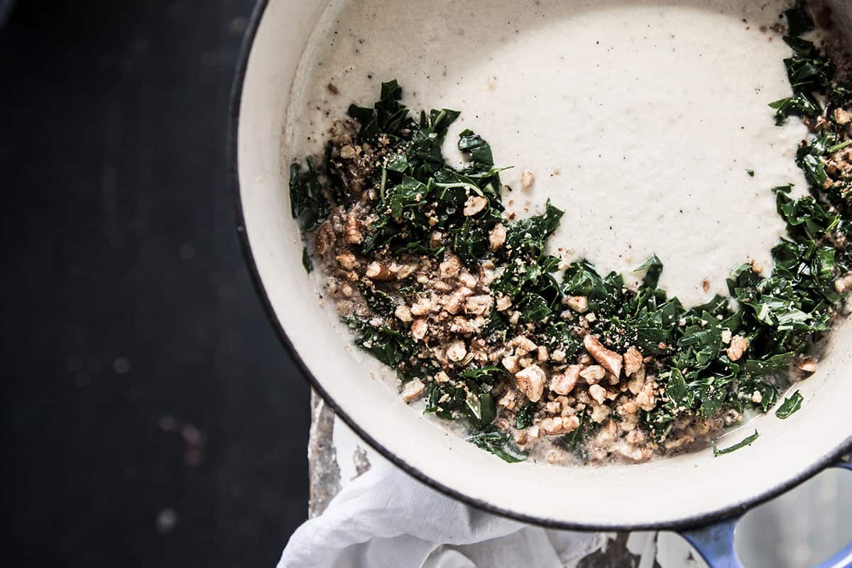 Cauliflower soup with pecan dukkah