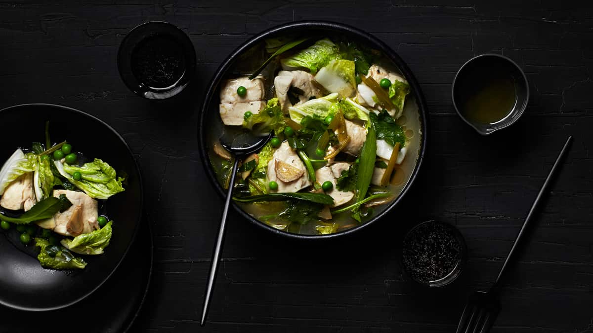 Poached Blye Eye with celery