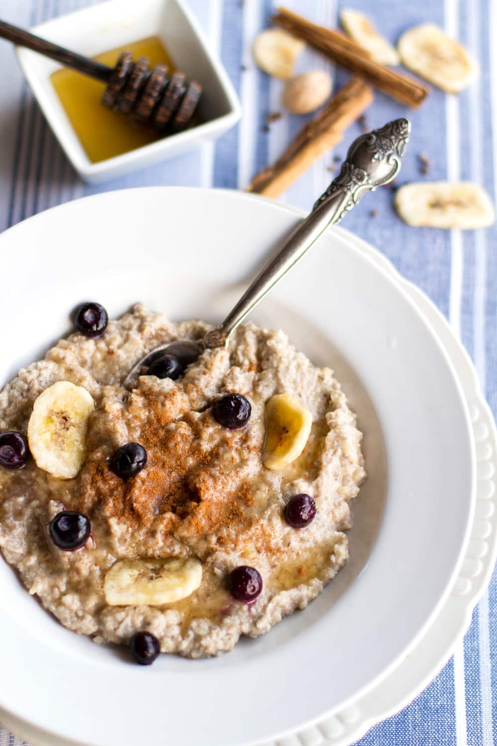 Banana, cinnamon and chia seed porridge 