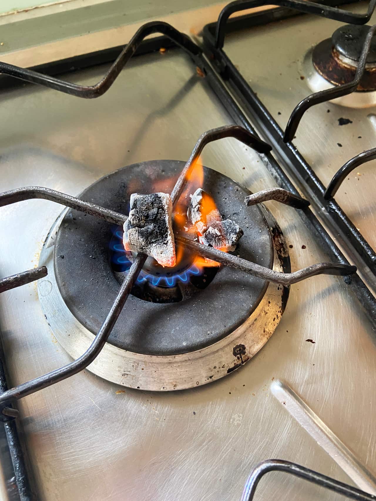 Charcoal on the stove