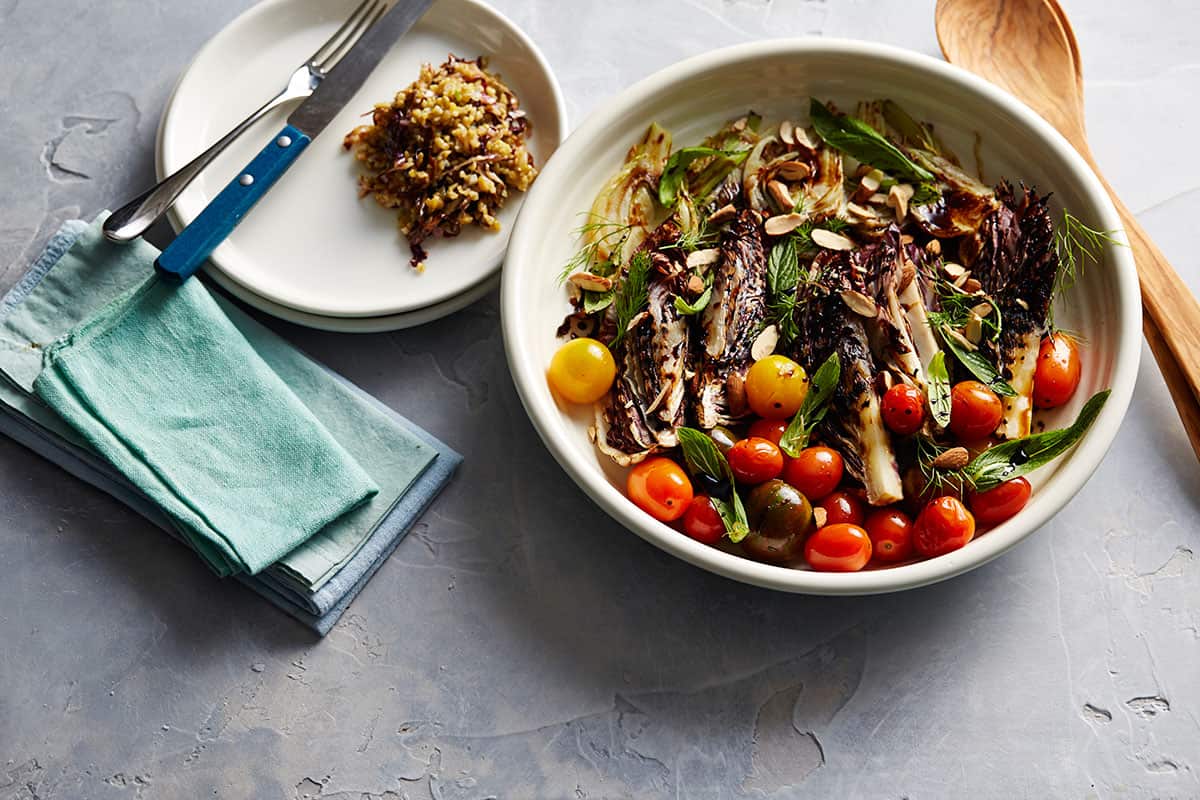 Charred radicchio and freekeh salad 