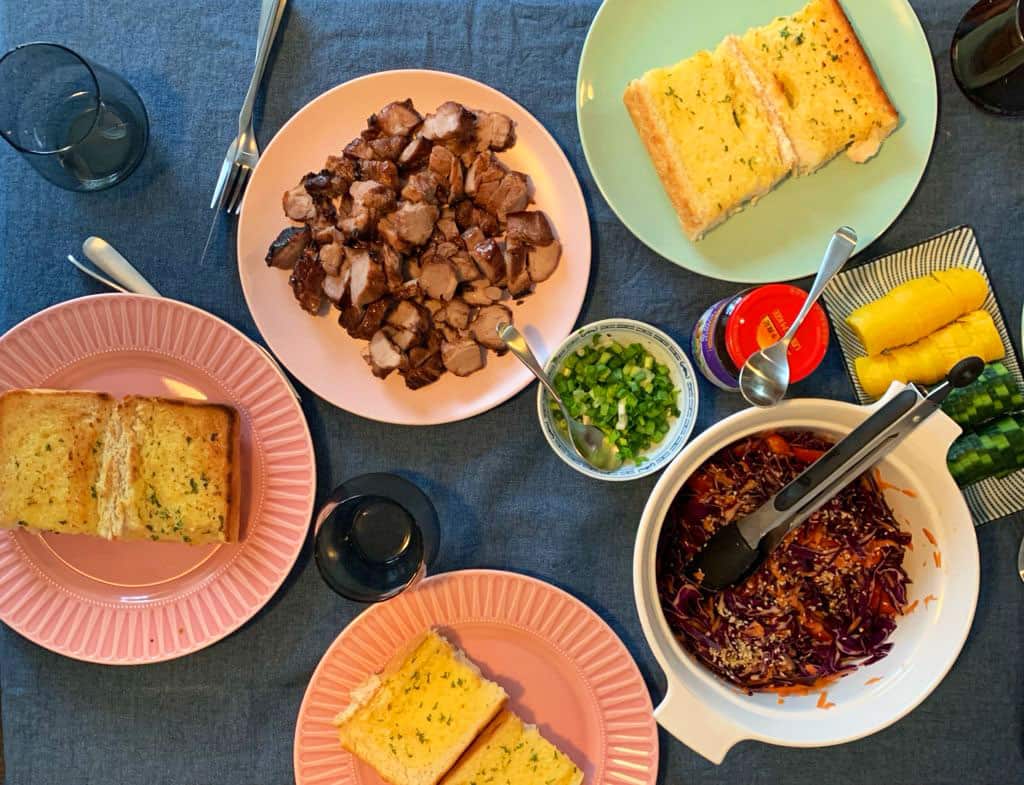 Ingredients for char siu garlic bread