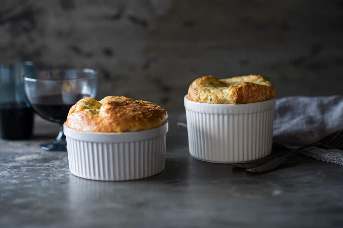 Three-cheese souffle