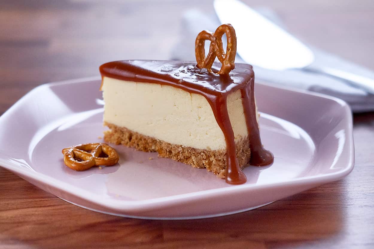 Salted caramel pretzel cheesecake