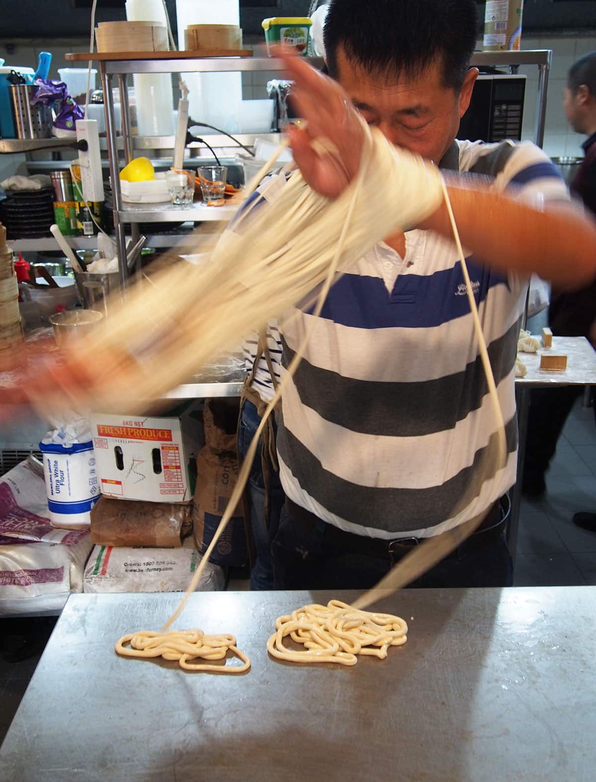 Sun’s noodle-stretching technique has been used in China for millennia.