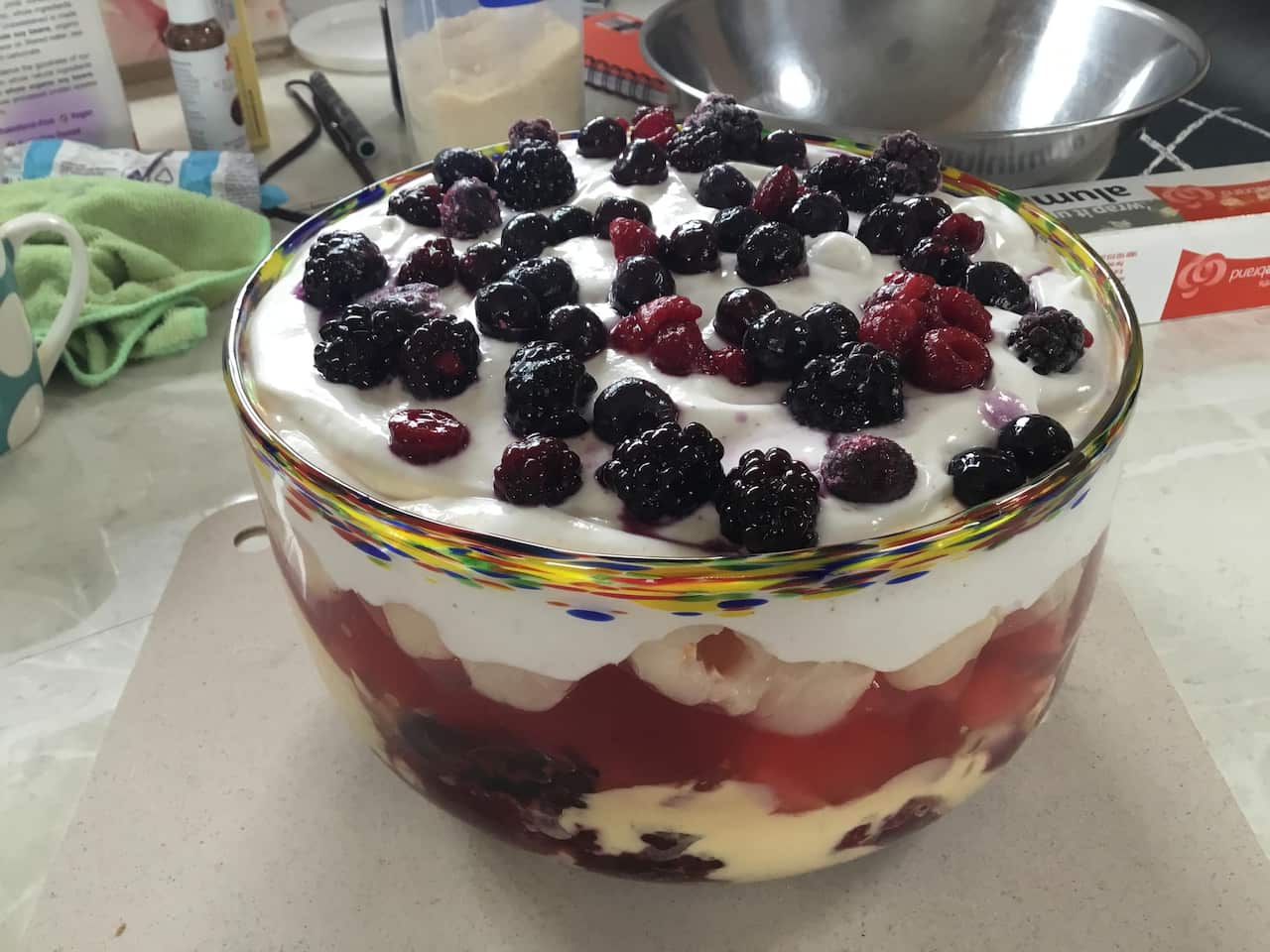 Lychee and berry pavlova