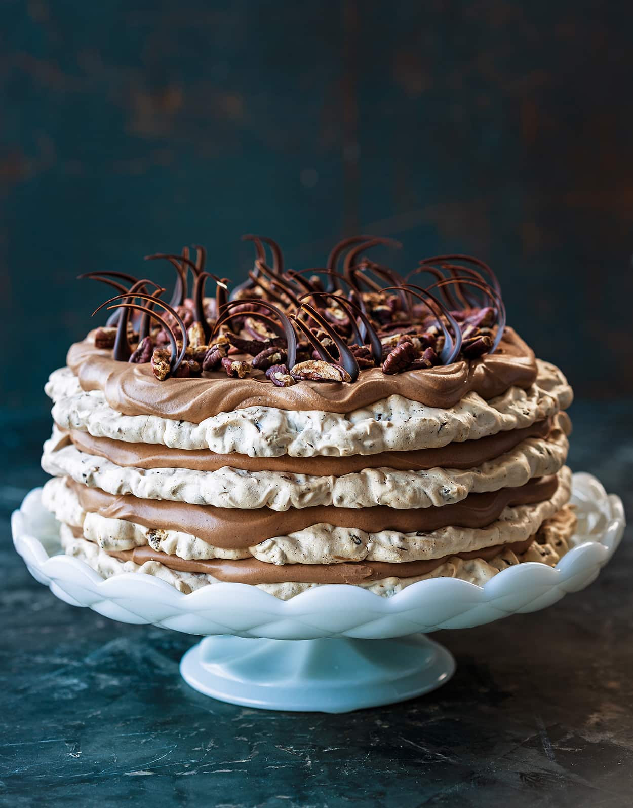 Chocolate date meringue cake