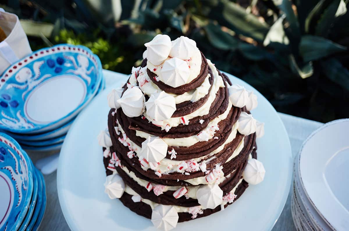 Chocolate candy cane tower