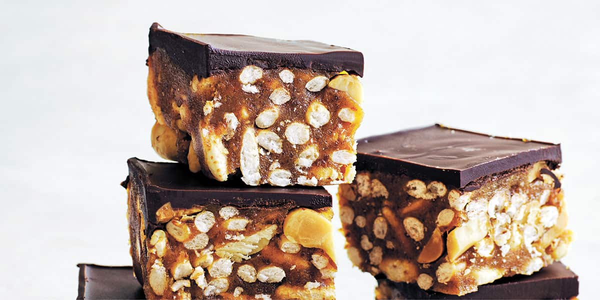 Donna hay's chocolate peanut slice