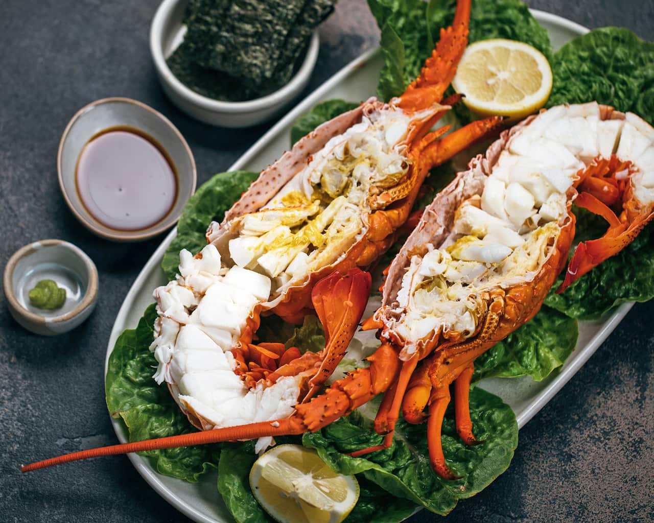 Christmas lobster hand rolls