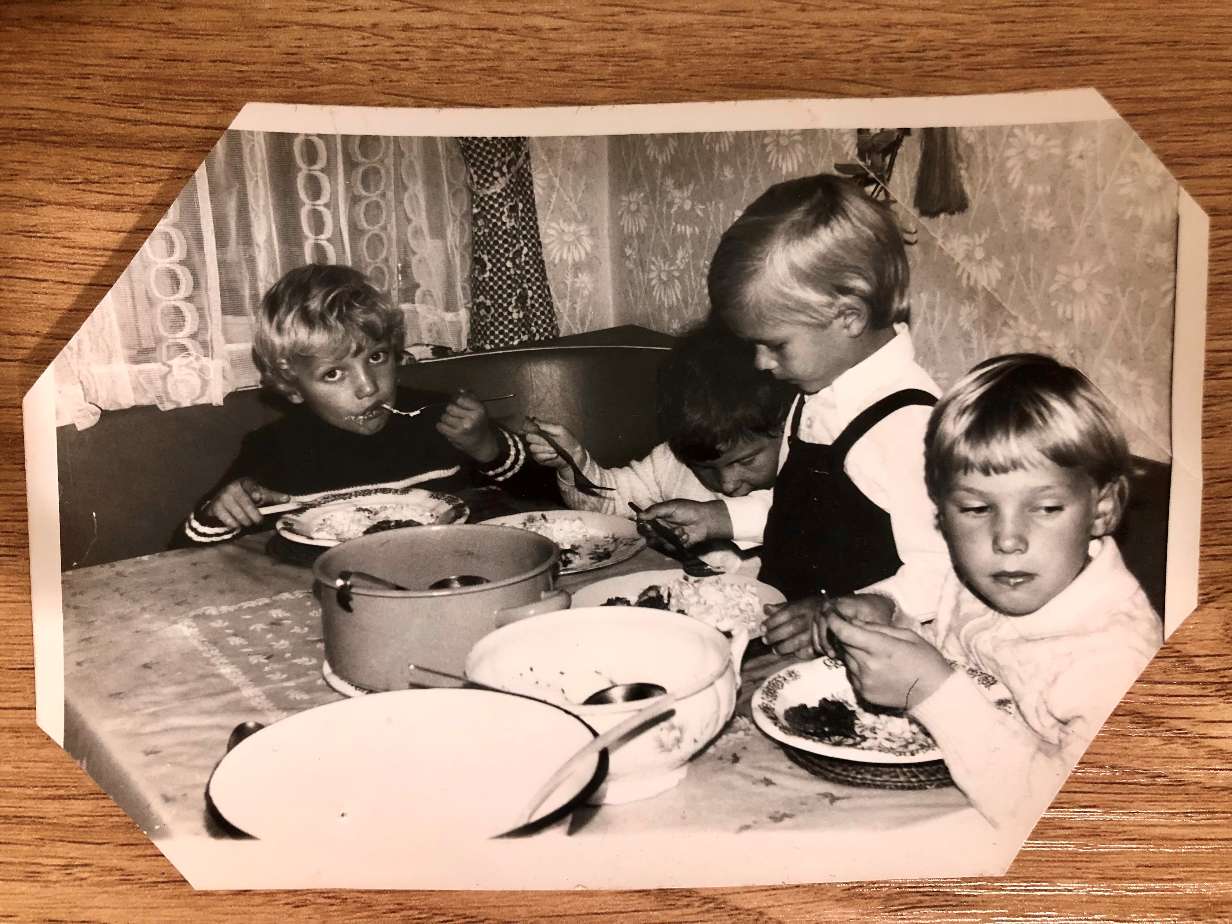 Christmas at nannas, 1986: Zuzana Kovacicova (front, far right) eats carp and potato salad for Christmas Eve dinner.  