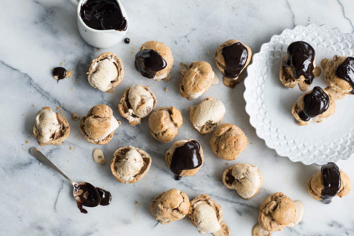 Cinnamon espresso profiteroles