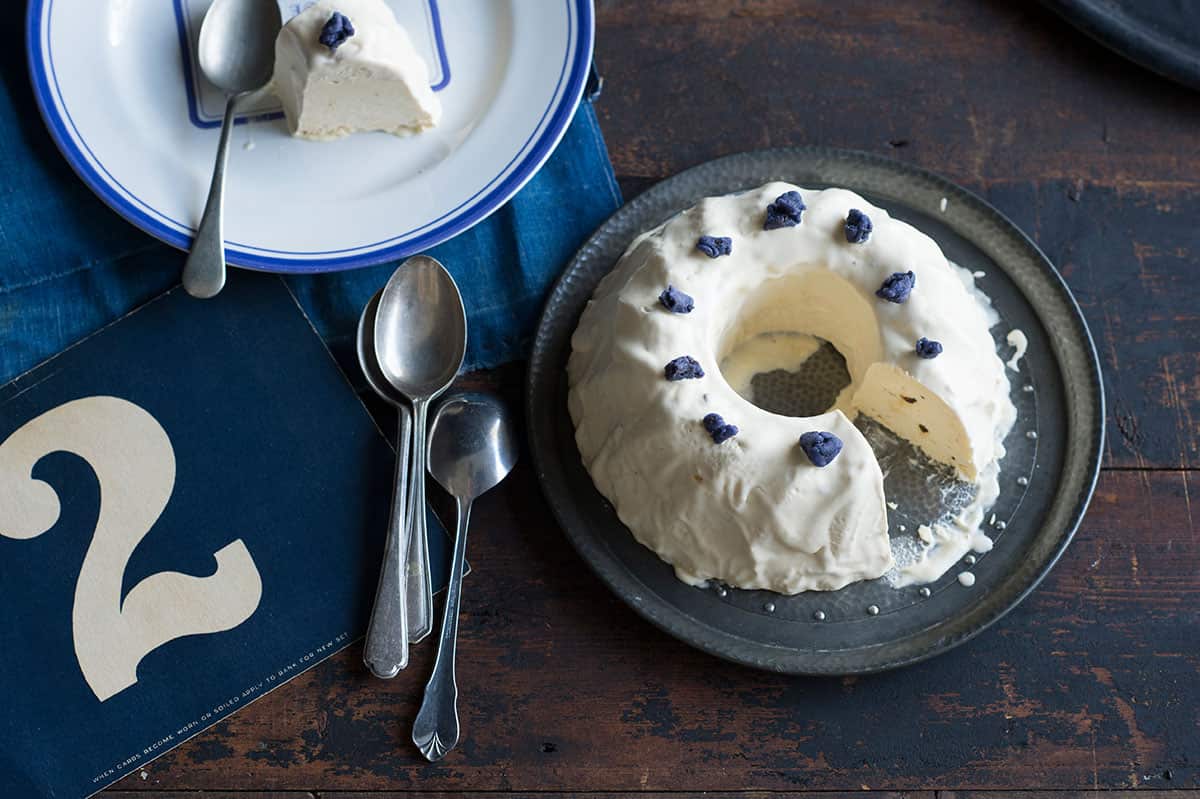 Coffee parfait with prunes in Armagnac