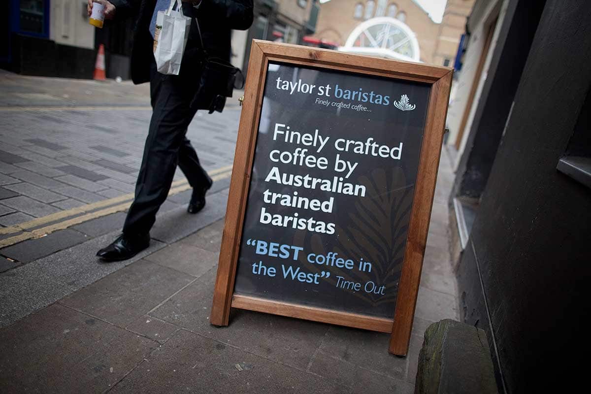 Coffee shop sign in London