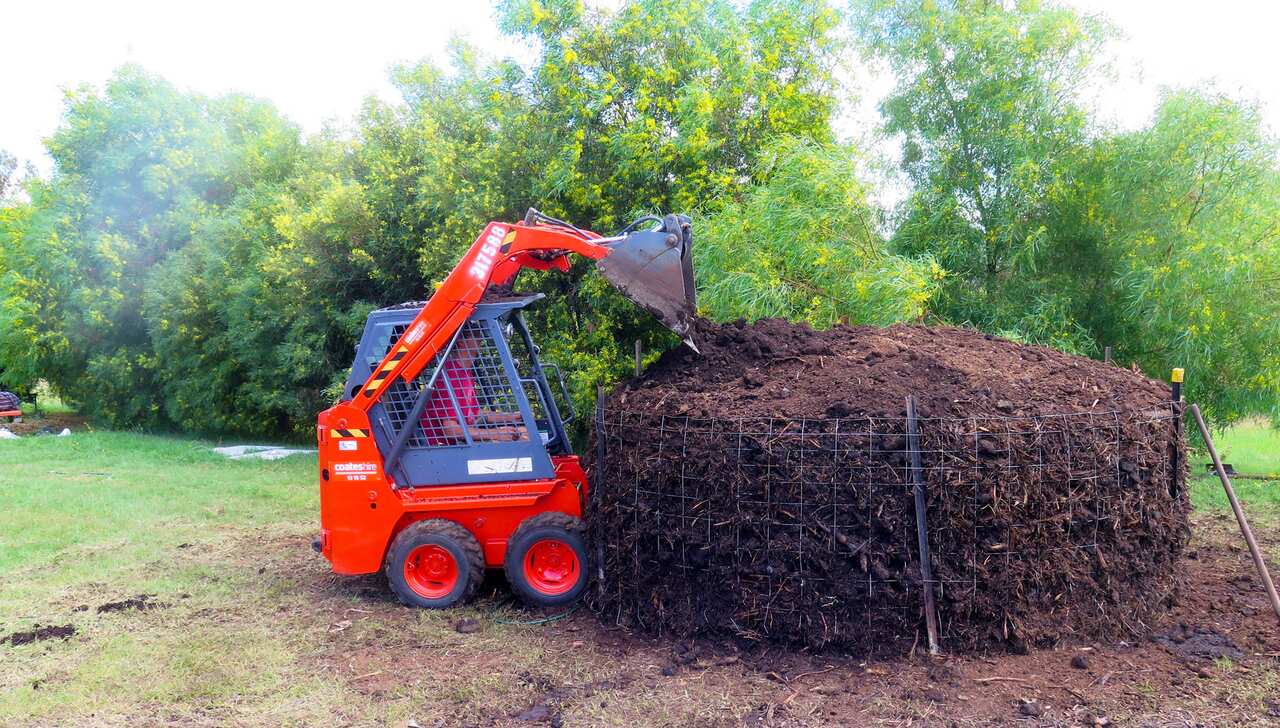 In progress: Hannah Moloney's team build a compost shower.
