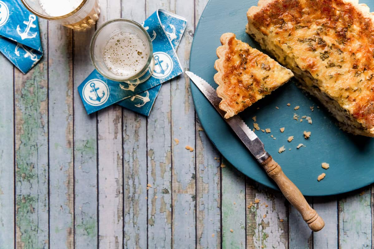 Crab and haloumi tart