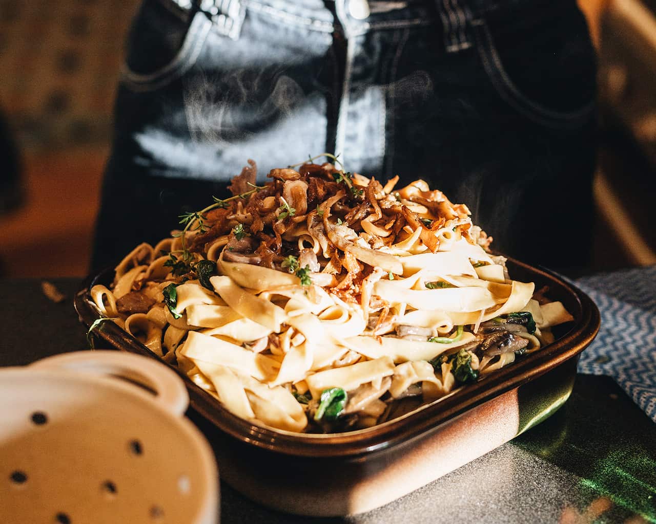 The creamiest mixed mushroom pasta