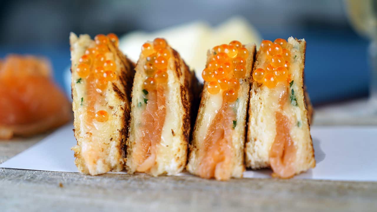 Smoked salmon croque monsieur 