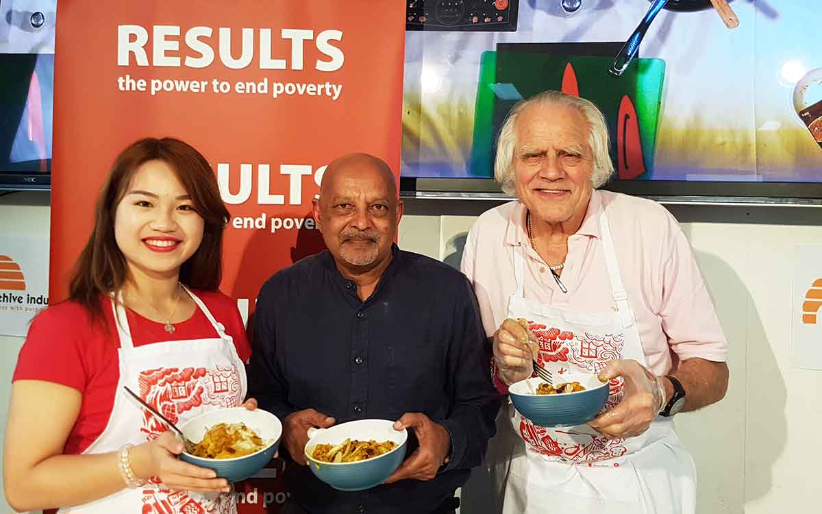 Daisy Nguyen, Kumar Pereira and Peter Arnold  at Share a Bowl