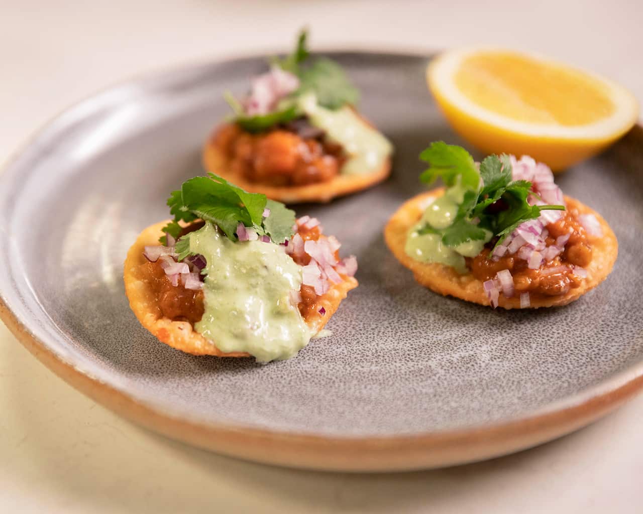 Dal pakwaan with green yoghurt chutney