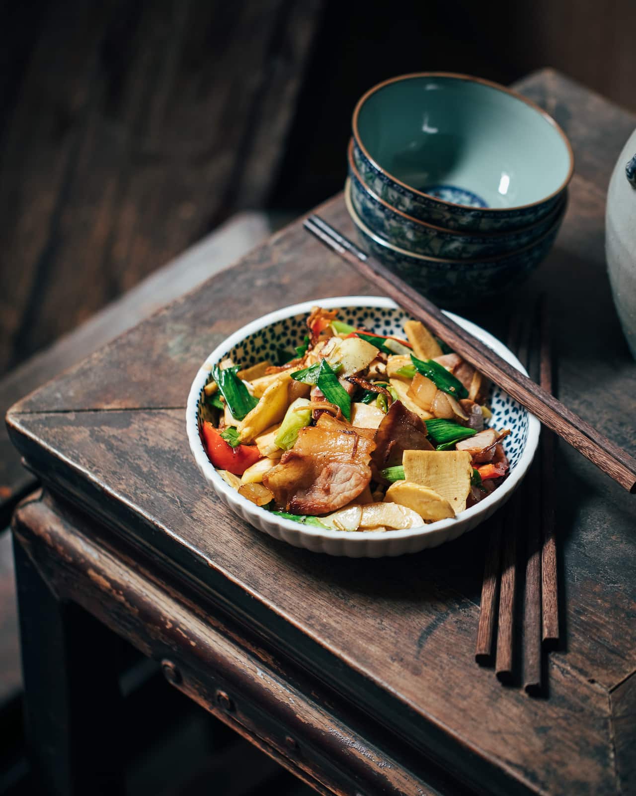 Stir-fried bamboo shoots and cured ham