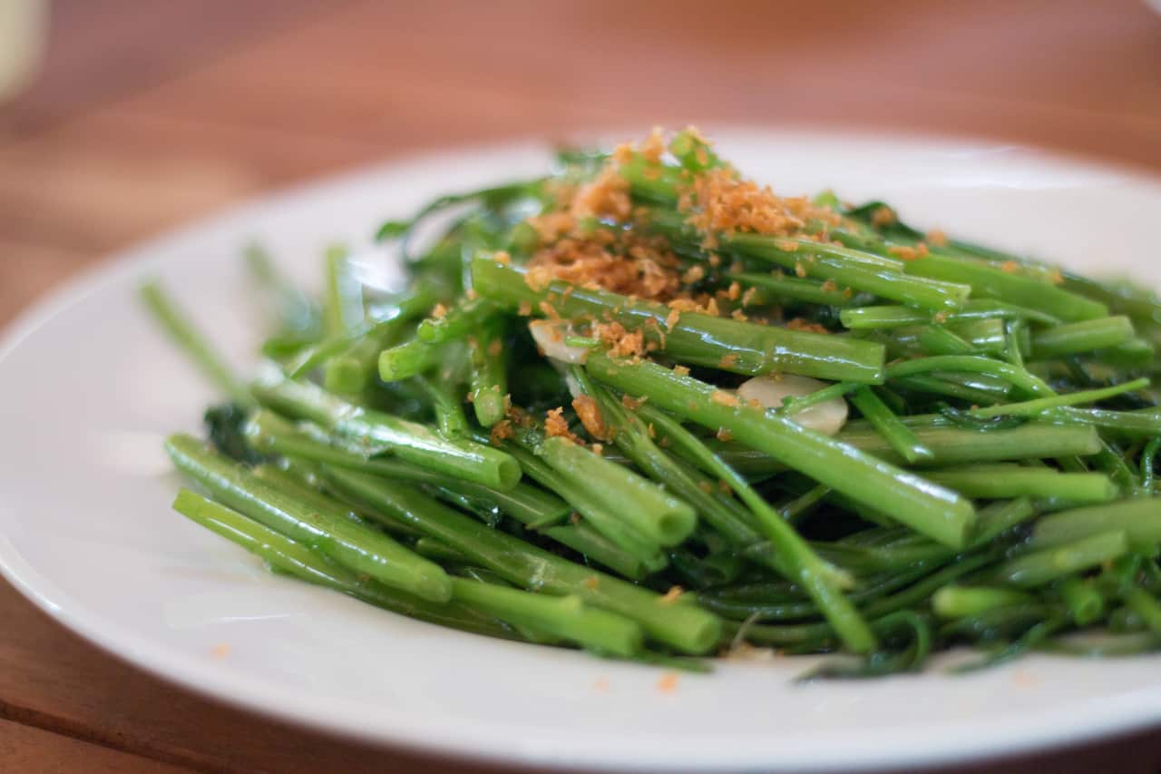 Stir-fried water spinach kangkong 