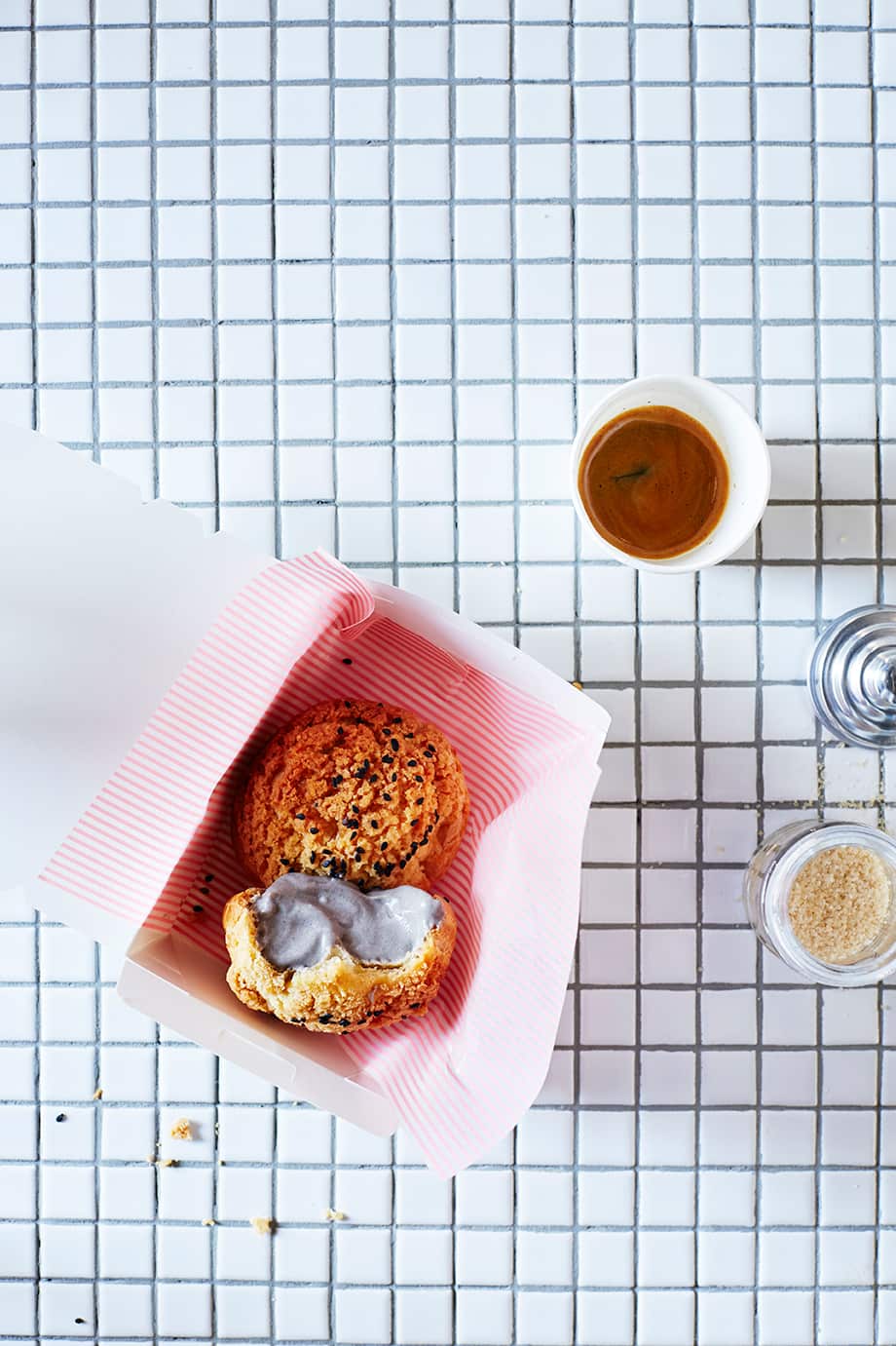 Black sesame cream puff