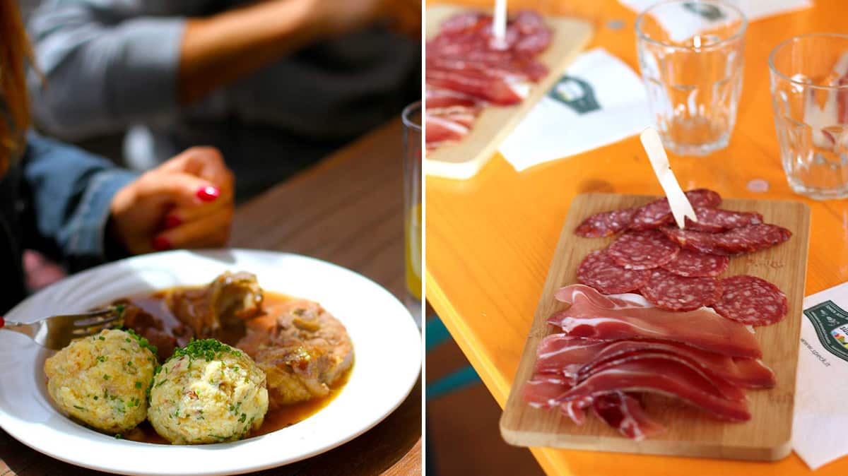 bread dumplings known as canederli and speck from Alto Adige