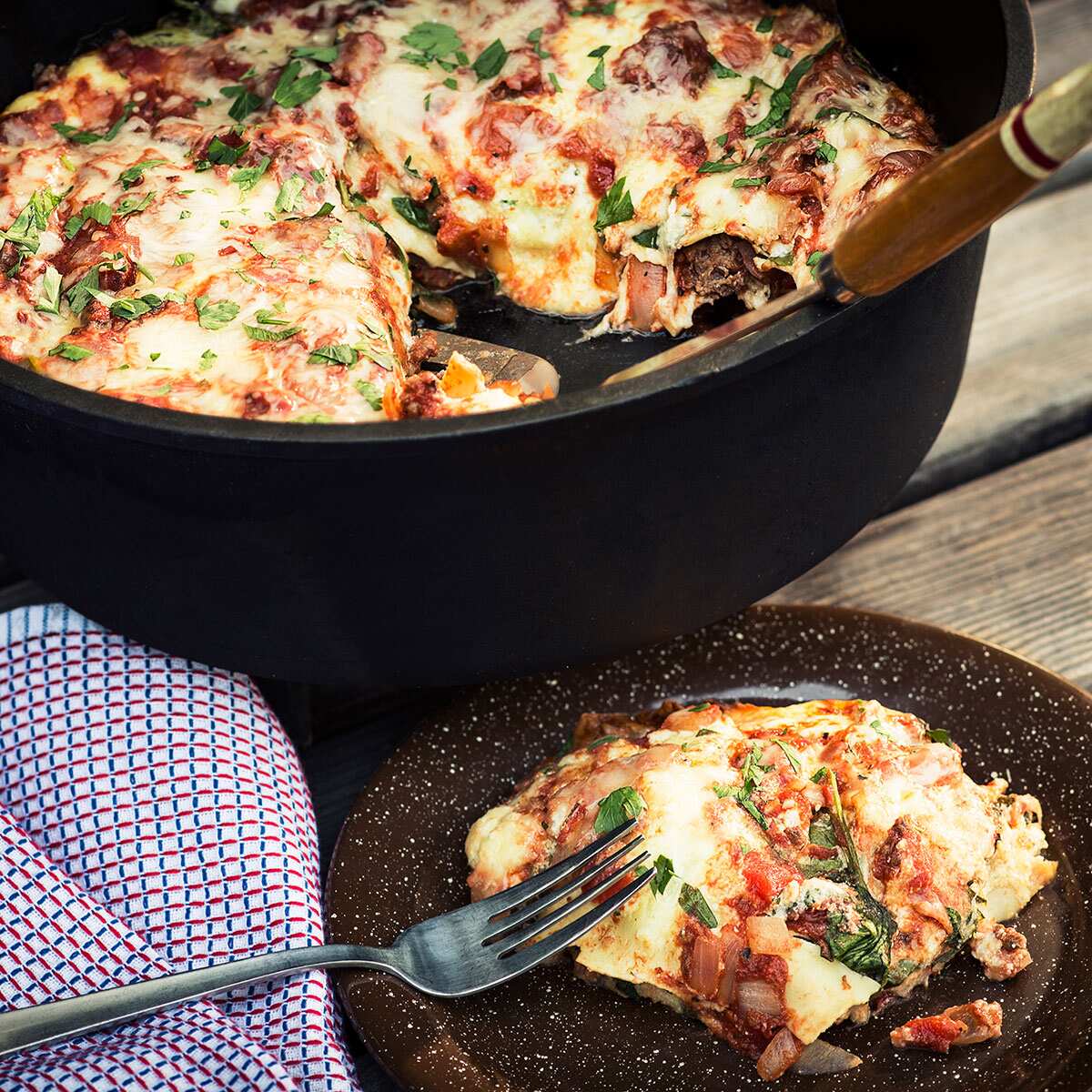 Dutch oven lasagne