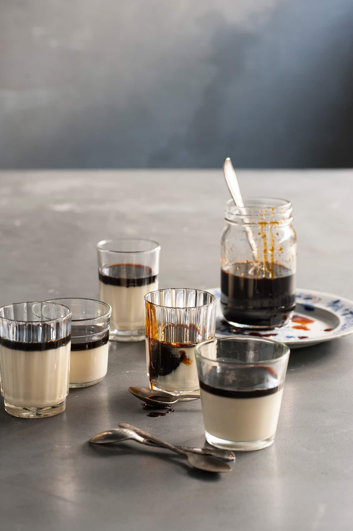 Soy milk jellies with coffee syrup