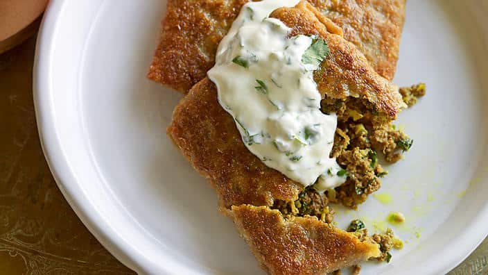 East African stuffed flatbread (keema chapati)