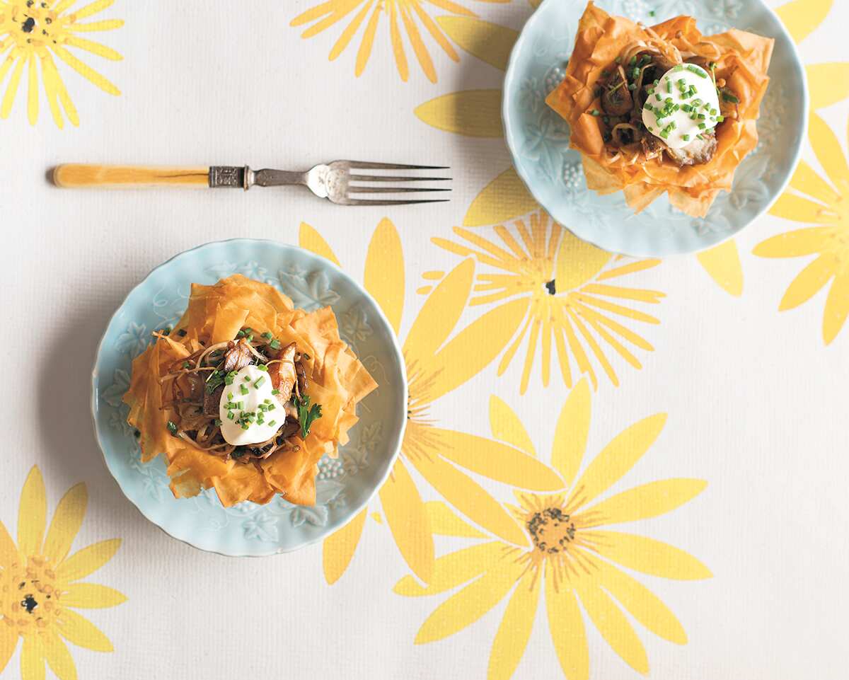 Mushroom and hazelnut tarts