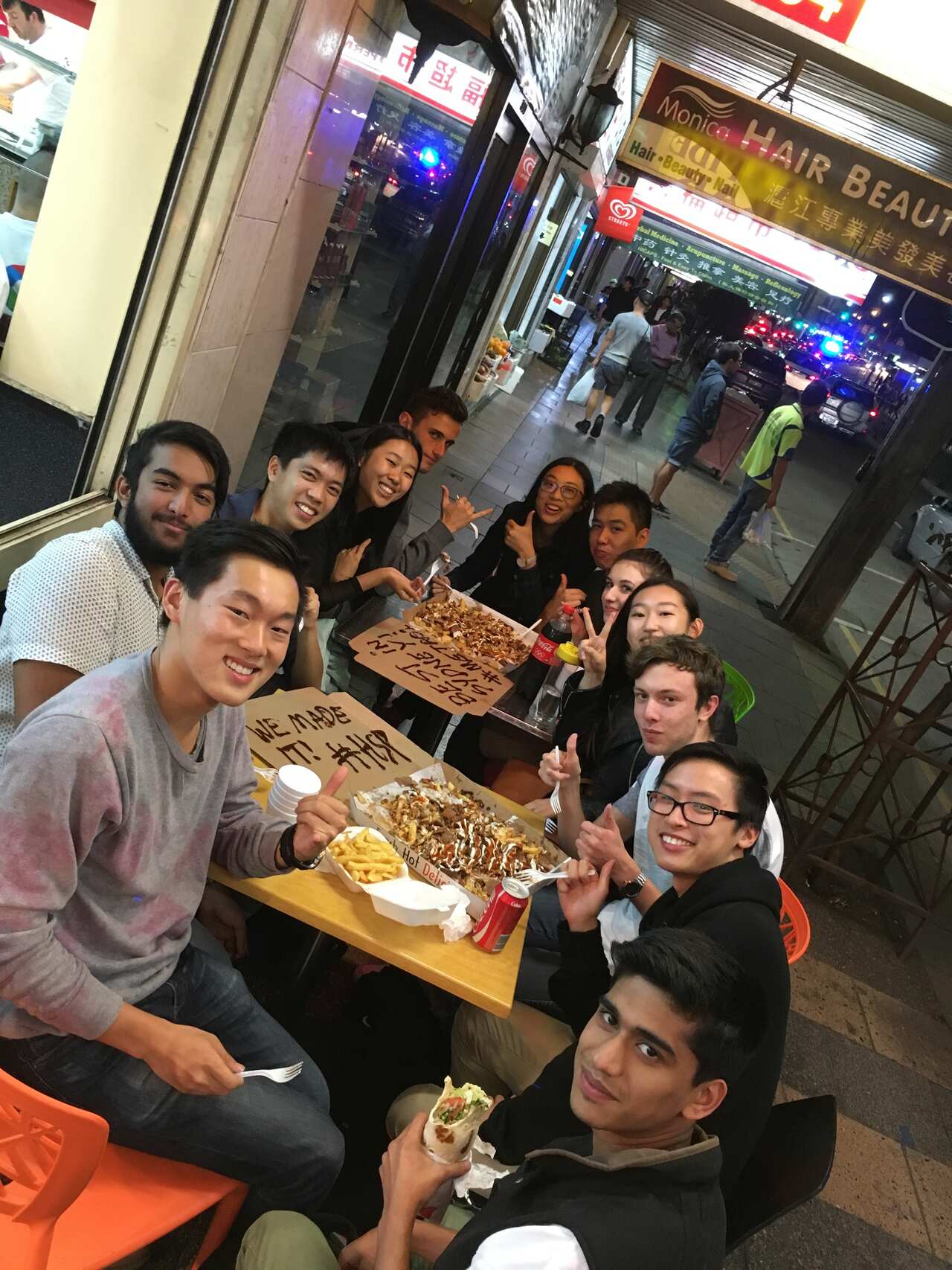 Eating Halal snack pack at Metro One kebab 