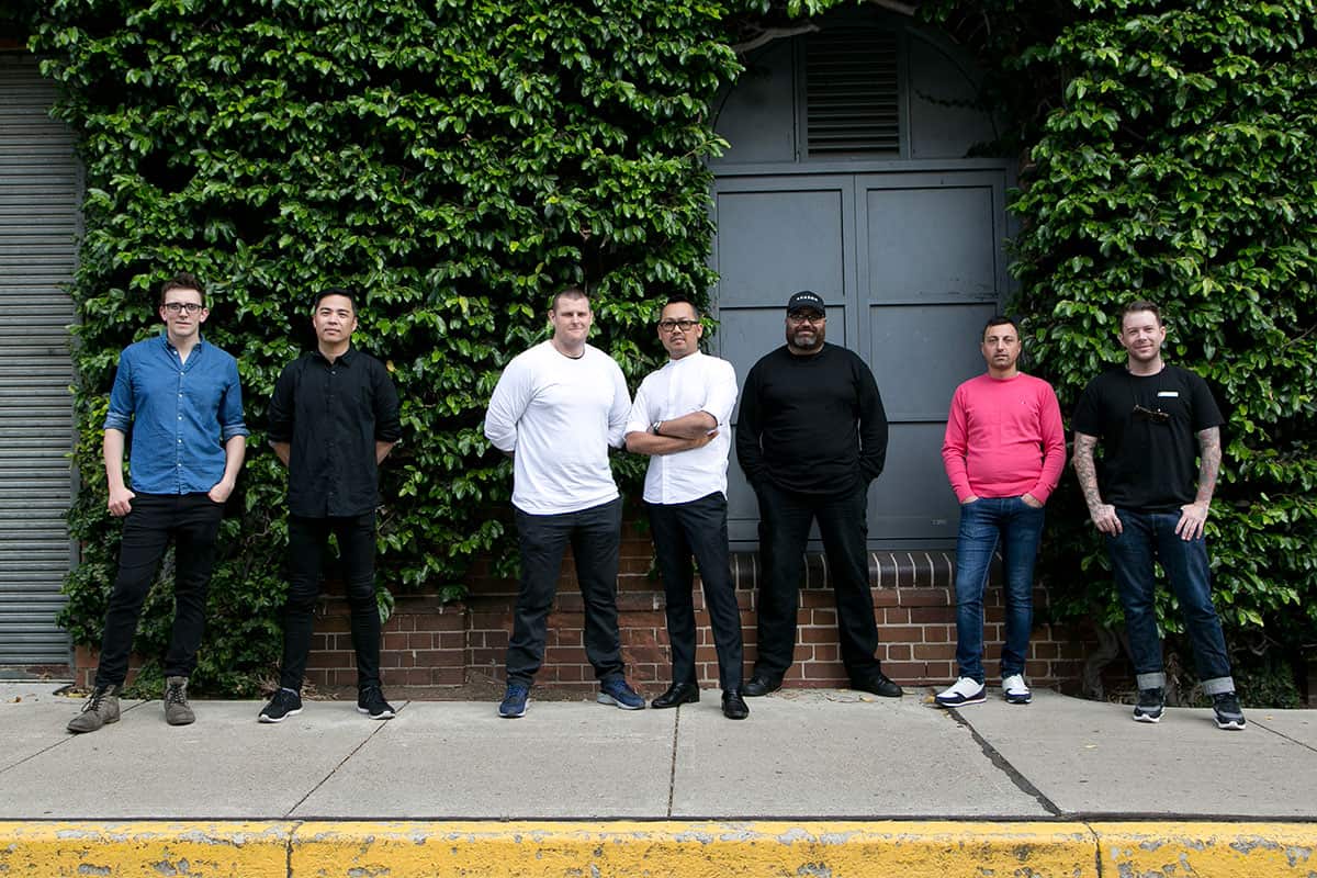 (L-R) EatSummer Chefs James Wallis, Chris Yan, Darryl Martin, Sujet Saenkham, Somer Sivrioglu, Lucio de Falco and Kerby Craig.