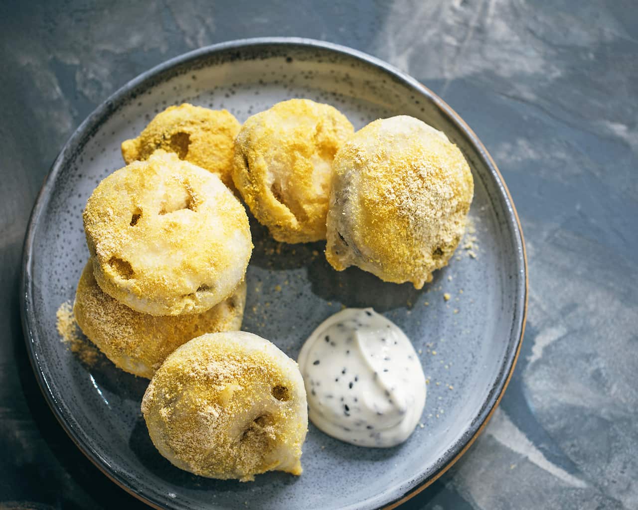 Eggplant dippers with vegan sesame mayo