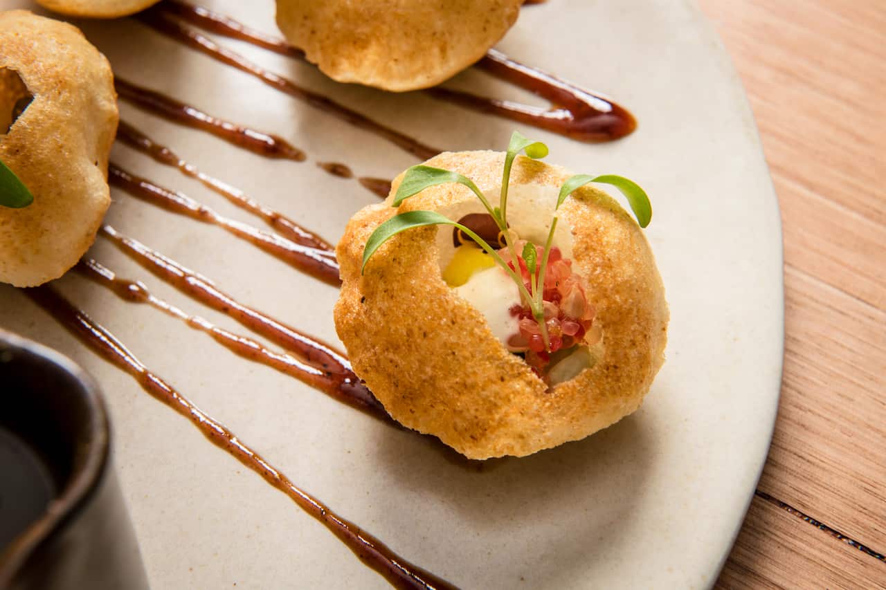 Finger lime adds an Indigenous slant to pani-puri.