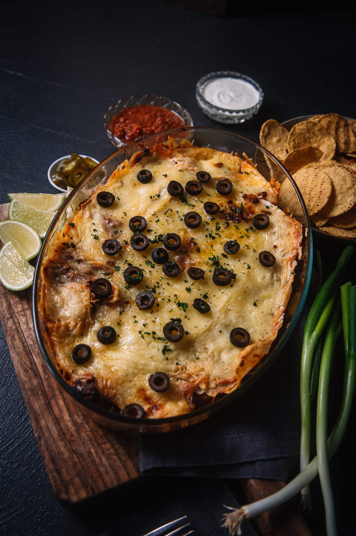 Matcha beef stacked enchiladas
