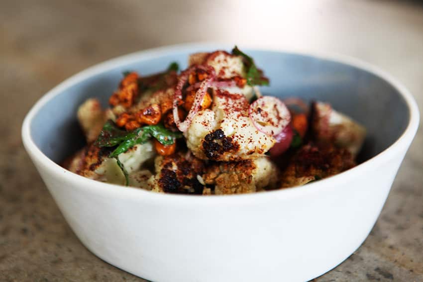 Roasted cauliflower salad with pickled grapes