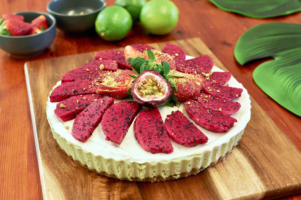 Lime, lemon and macadamia cheesecake