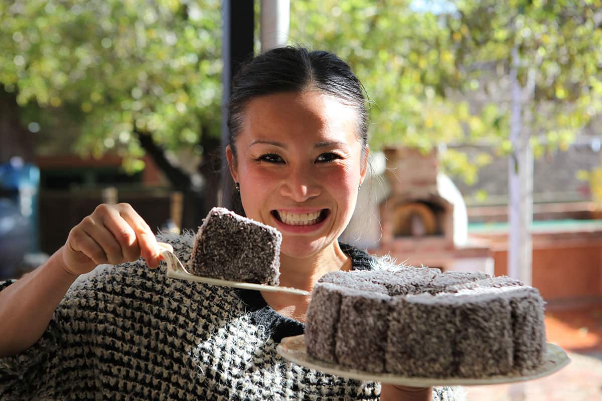 Poh with lamington cake