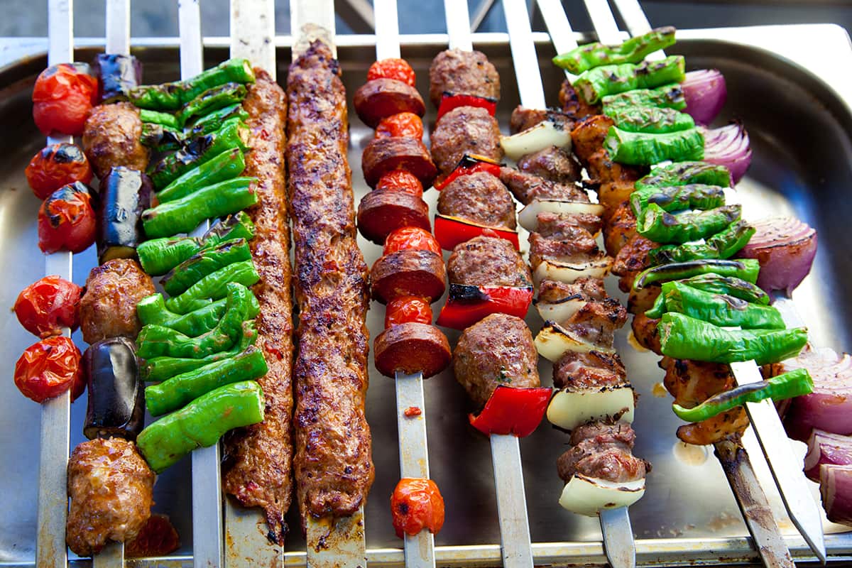Lamb and smoked eggplant kebabs