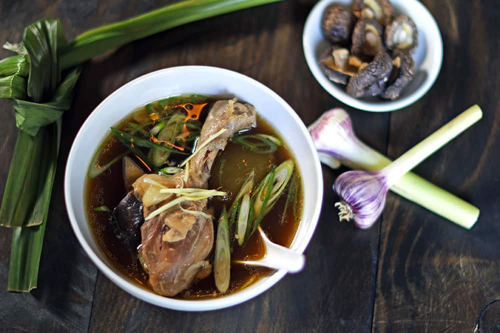 Steamed duck, winter melon and shiitake mushroom soup
