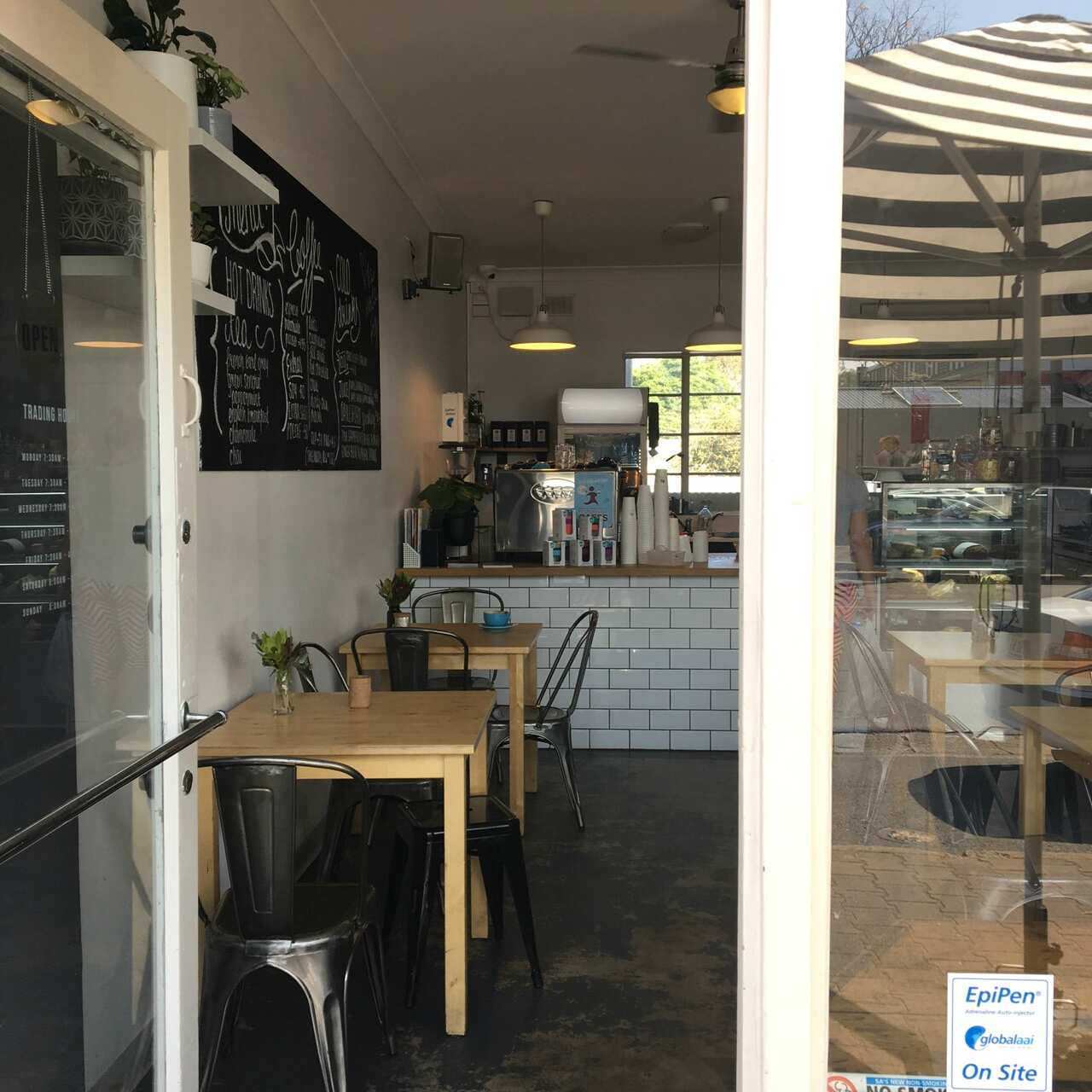 EpiPen sticker at The Little Fig cafe in Adelaide