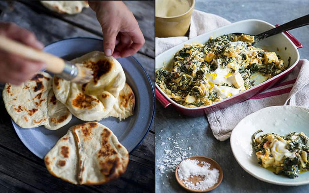 Flatbreads and saag aloo 