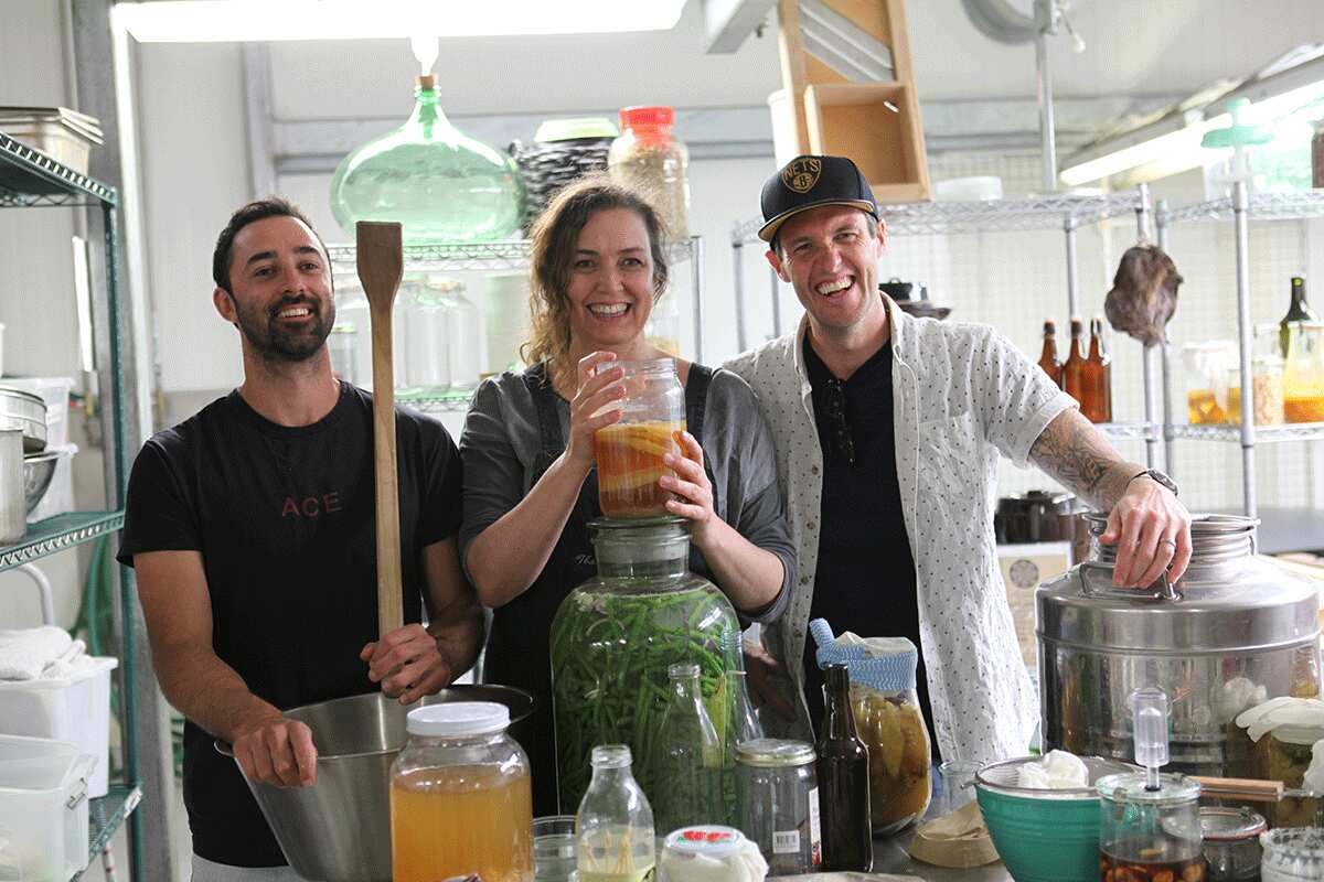 Andy Allen, Sharon Flyn and Ben Milbourne at the Fermentery, Daylesford