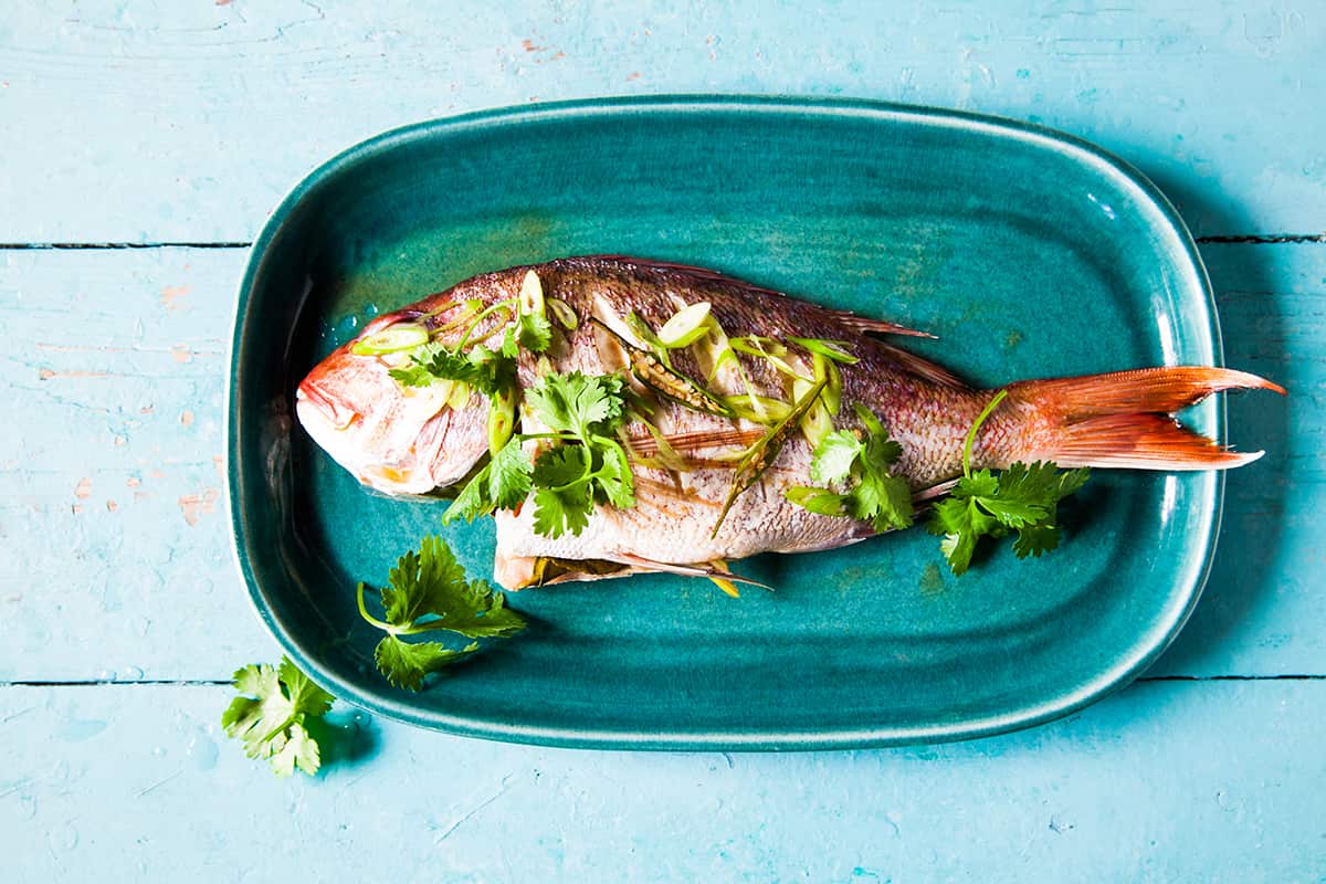 Fish steamed with pandan and lemongrass