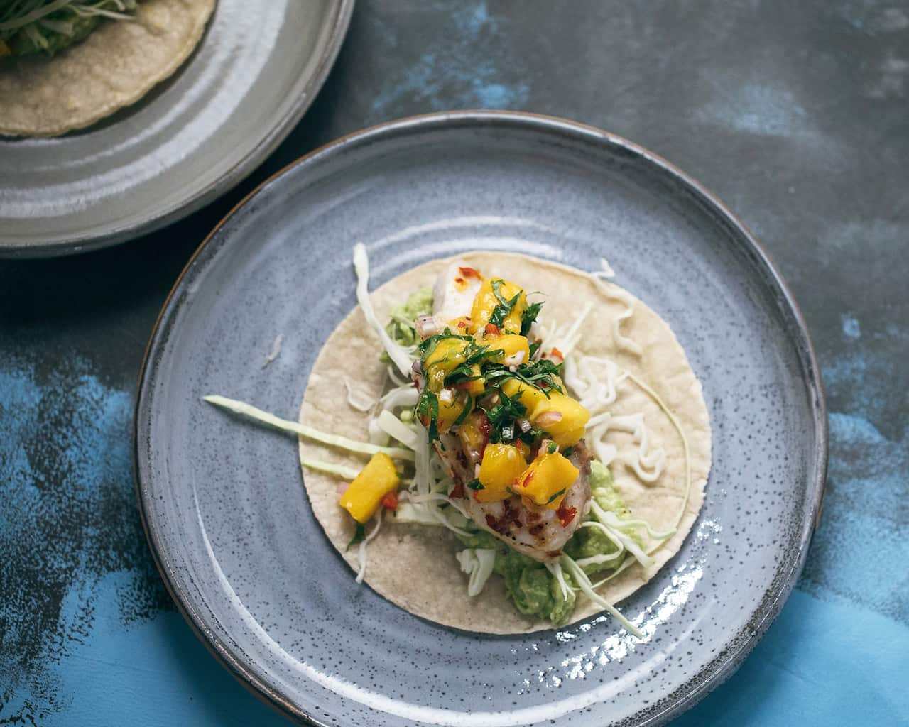 Fish tacos with mango salsa